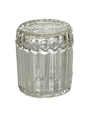 Vintage Glass Vanity Jar w/ Lid Sawtooth Rim Trinket or Condiment 3.5" x 2.25"